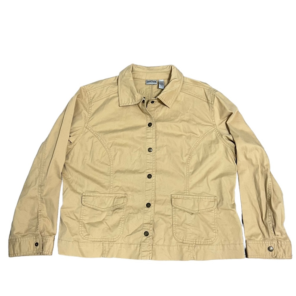 Chicos Western Jacket Size 16 Chicos 3 Butter Yellow Snap Down Embroidered Back